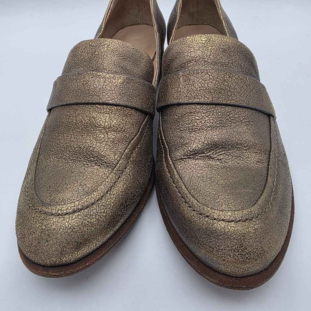 Vintage Belle Sigerson Morrison Effia Loafers‎ Women 8.5 Gold Metallic Designer - Picture 3 of 10